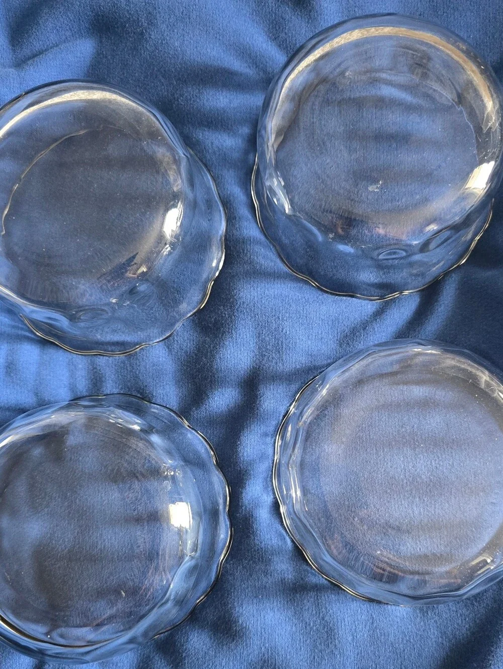 VTG Anchor Hocking Clear Glass Scalloped Bowls 10oz Custard Cups 4.75